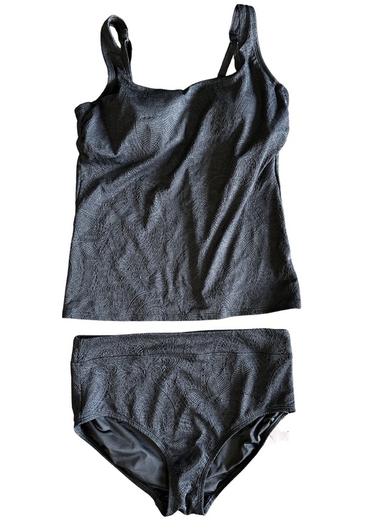 Lands' End Other - NWT Lands’ End Black Textured Paisley Tankini Set Size 14